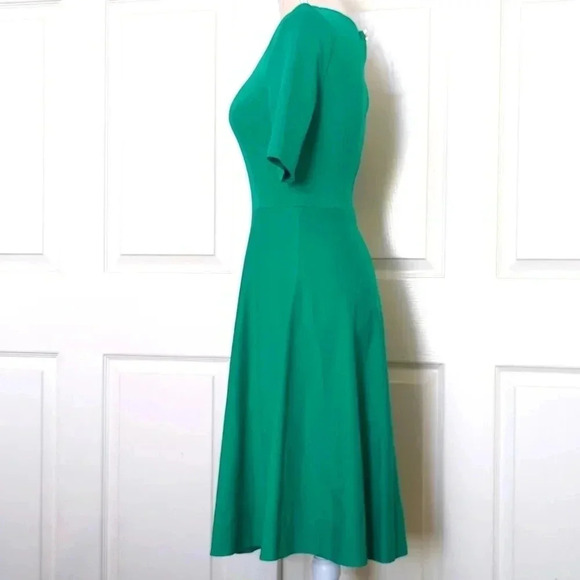 Kate Spade Green Ponte Knit Midi Short Sleeve Dress - Picture 4 of 7